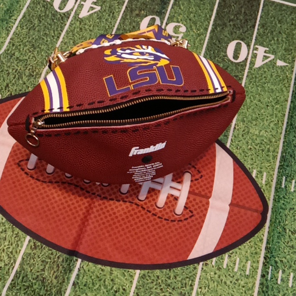 LIMITED EDITION HANDMADE Football Purse NCAA COLLEGE (LSU TIGERS) 🏈 - Picture 14 of 17